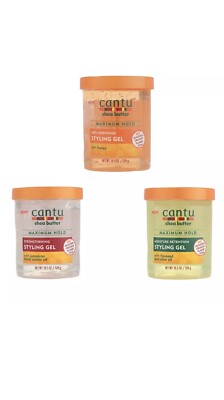 3 x CANTU SHEABUTTER MAXIMALER HALT STYLING HAARGEL 524G + KOSTENLOSER VERSAND