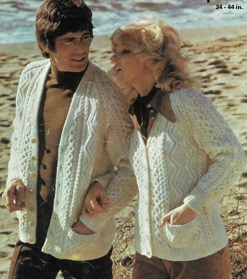 #2 LADIES MENS ARAN STYLE CARDIGANS 34-44" KNITTING PATTERN