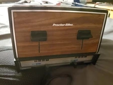 Vintage 4 Slice Proctor Silex Chrome Wood Grain Toaster T009N 