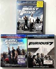 Fast & Furious 5, 6, 7 Lot (Blu-Ray + DVD + Digital) w/ Slipcover + Target OST