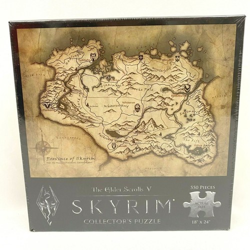 The Elder Scrolls V Skyrim Map 550 Piece Collectors Puzzle 18x24 New Sealed - 第 1/10 張圖片