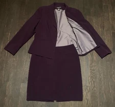 Worthington Works Stretch Separates 2 Pc Jacket Sz 12P & Skirt Sz 8P Dark Purple