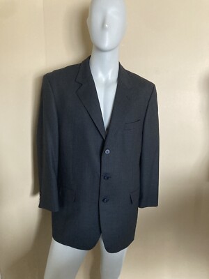 Men s Jones New York 42R Black & Navy Checked Sport Coat Vtg  Hudson s 100% Wool