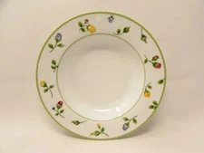 English Garden by Studio Nova Soup Bowl Roses Scattered On Rim Green Trim Verge