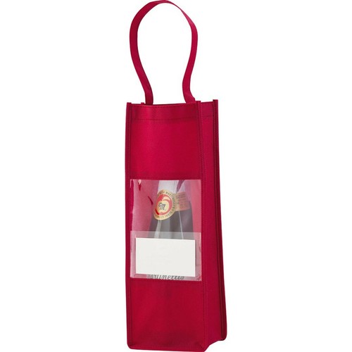 Portador de vino/botella no tejido con frente transparente y bolsillo para tu mensaje. 4 colos. - Imagen 2 de 17