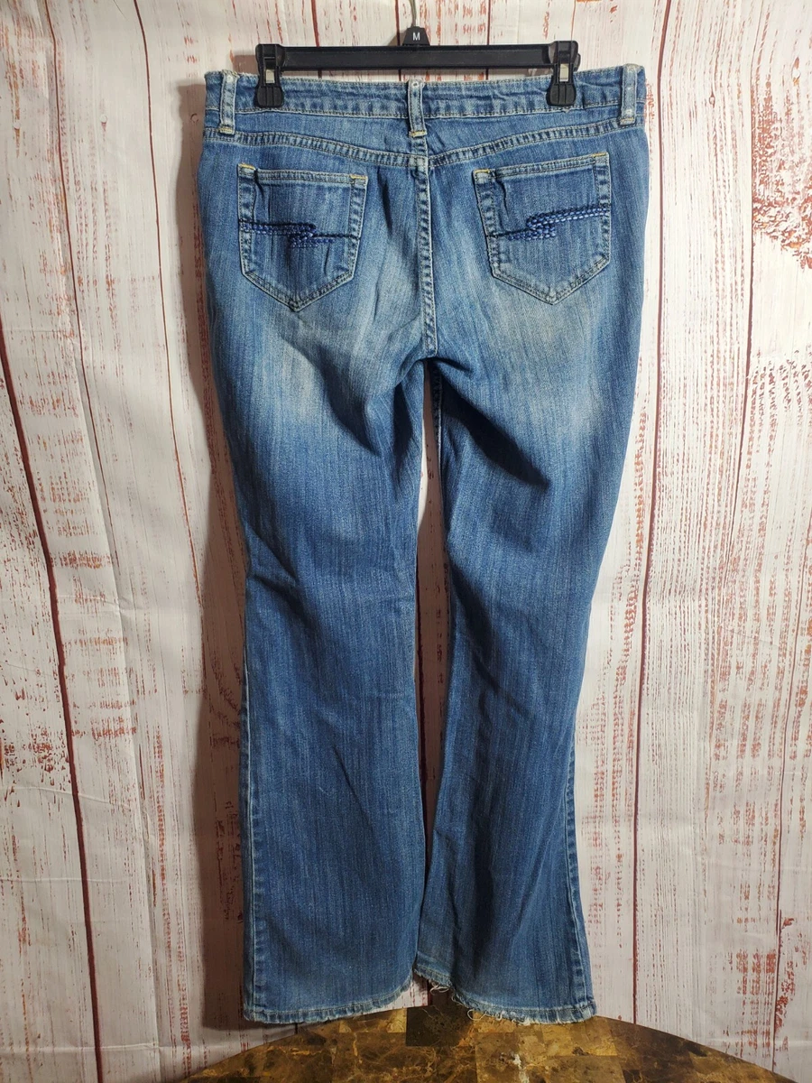 Arizona Jeans Womens 9 Long Favorite Boot Cut Mid-Rise Distressed | eBay