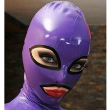 Latex Hood Back Zipper Handmade Rubber Mask for Catsuit Ladies Club Wear Costume