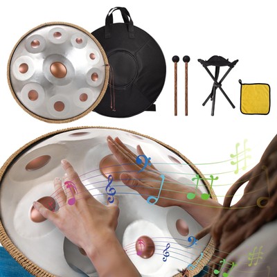 Handpan Drum Instrument 22 Inches D Minor 10Notes Steel Hand Drum For Meditation