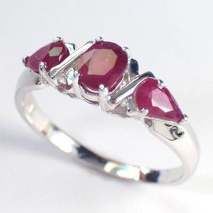 Solid 14k White Gold Three Stone Ruby Ring 1.55ct. | eBay