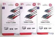 Lot of 3 GE Component Video Cable 6ft Genuine GE 33607 NEW