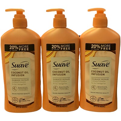 2 Suave 28 Oz Coconut Oil Infusion Damage Repair Conditioner QuenchLock 18oz x 3