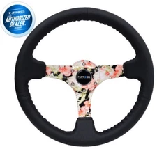NEW NRG Steering Wheel 350mm Black Leather Hydro Dipped Floral RST-036FL-R
