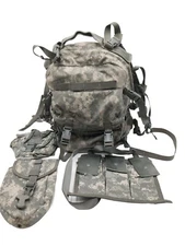 USG ACU MOLLE II ASSAULT PACK W/O STIFFENER 3 DAY 1 BANDOLEER 1 CANTEEN 1 E-TOOL