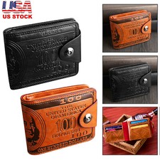 Men's Novelty US 100 Dollar Wallet PU Leather Bill Money Billfold Card Holder