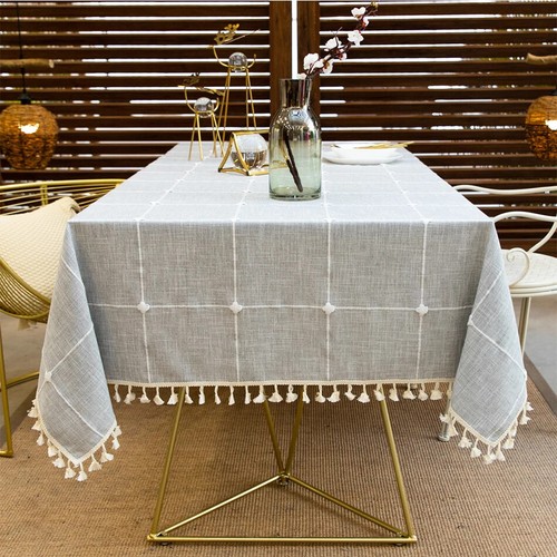 Plaid Table Cloth Rectangle Table, Cotton Linen Tablecloths Farmhouse Tablecloth - Foto 7 di 22