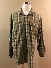 Men s Eddie Bauer Long Sleeve Button Down Green Plaid Shirt, 2XL