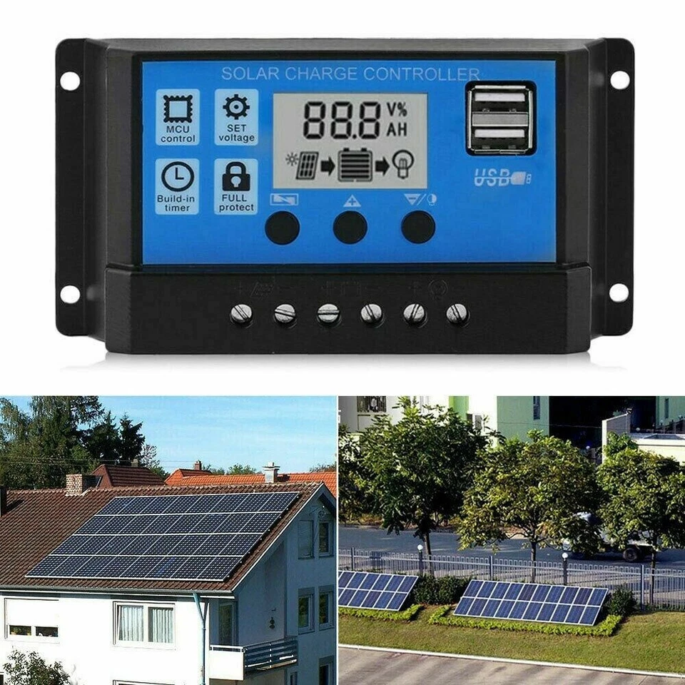 30A PWM Solar Laderegler Charge Panel Controller Regulator Daul USB 12V-24V LCD - Bild 3 von 4