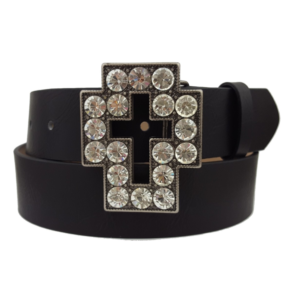 小物 cristal cross buckle leather belt Crystal Cross Buckle w. Black Belt | eBay