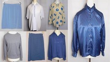 7 Pc LOT Vtg Womens Skirts Blouses Tops Blue Jaeger Irka Mira & More