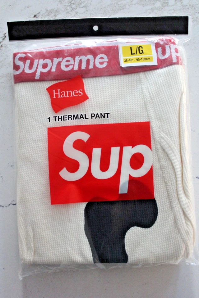 SUPREME X HANES кости тепловой брюки (1 упаковка) размер L белый натуральный FW24 скелет - Изображение 2 из 3