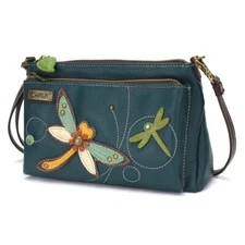 Chala Dragonfly Deluxe Crossbody RFID Protected Vegan Leather Bag Turquoise NWT