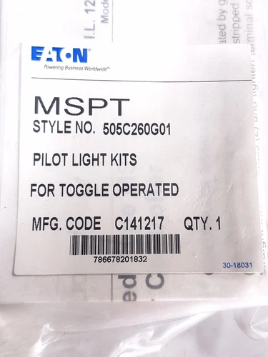 EATON CUTLER HAMMER 505C260G01 MSPT PILOT LIGHT KIT - 6 AVAILABLE