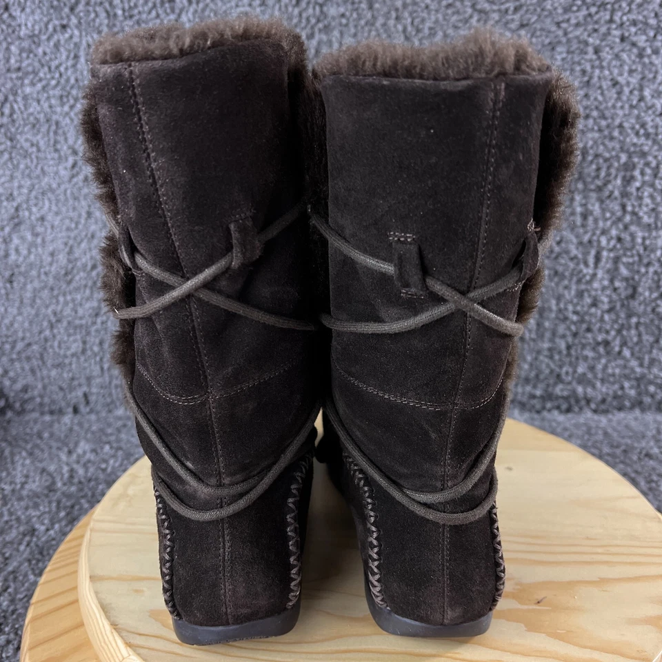 Bota de cuero Earth Kalso Montage Beaver nobuck para mujer 6,5B forrada de piel marrón Foto 4 de 4