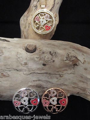 SMALL CRYSTAL HEARTS COIN/MONEDA FOR GENUINE MI STERLINA MILANO NECKLACE/KEEPER