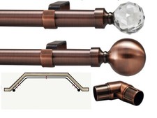 Bay Window Curtain Pole 19mm Eyelet Antique Copper 2m 3m 3.3m 3.5m 4m