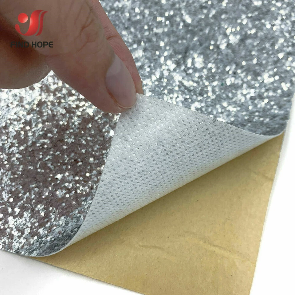 8 Sheets 20x15cm Bundle Self Adhesive Chunky Glitter Fabric Vinyl for Home Decor - Image 4 of 4