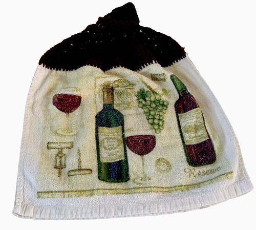 5 Vintage Crochet Top Hanging Hand Kitchen Towels Country Corelle Fruit Wine - Imagen 12 de 14