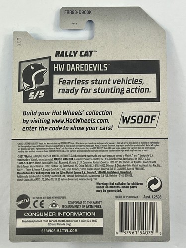 RALLY CAT Orange/Yellow 5/5 HW DAREDEVILS 2018 Hot Wheels T52 - Picture 2 of 2