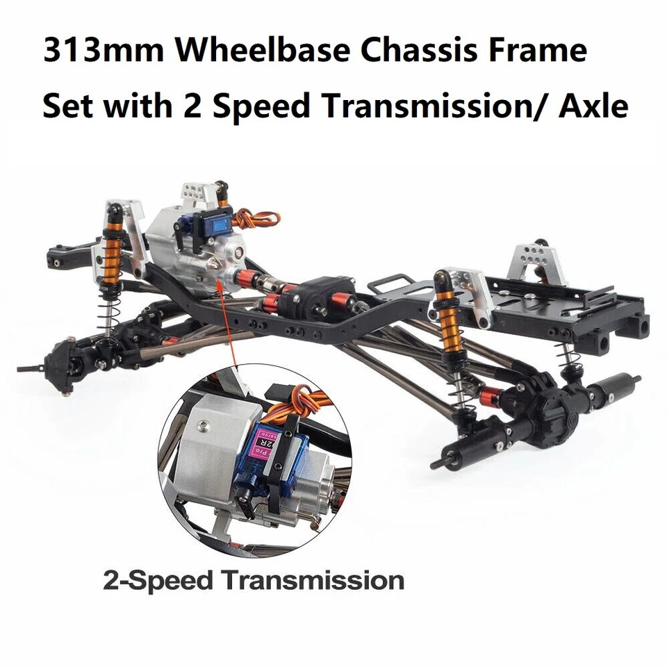 313mm Wheelbase Chassis Frame & 2-Speed Transmission For 1/10 RC Axial SCX10 II - Image 2 of 4