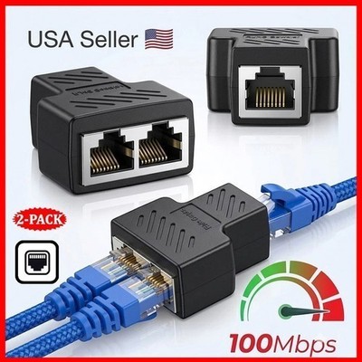 2Pcs RJ45 Splitter 1 In 2 Out High Speed LAN Ethernet Adapter For CAT5 CAT6 CAT7