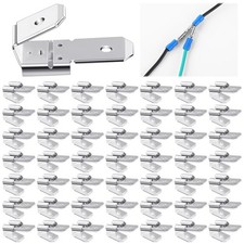 50 Pcs Double Piggyback Spade Connectors Electrical Double Male Female Adapte...