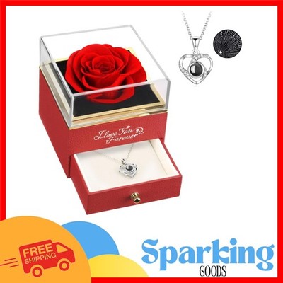 Luxury Preserved Flower with Heart Necklace - Ideal Gift for Mom or Girlfriend