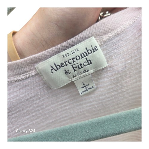 Abercrombie Pink Purple Striped Layering V-neck Flowy Babydoll Woman T-shirt L - Picture 3 of 6
