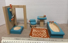 Wooden Dollhouse Furniture Bathroom Lot Plan Toys