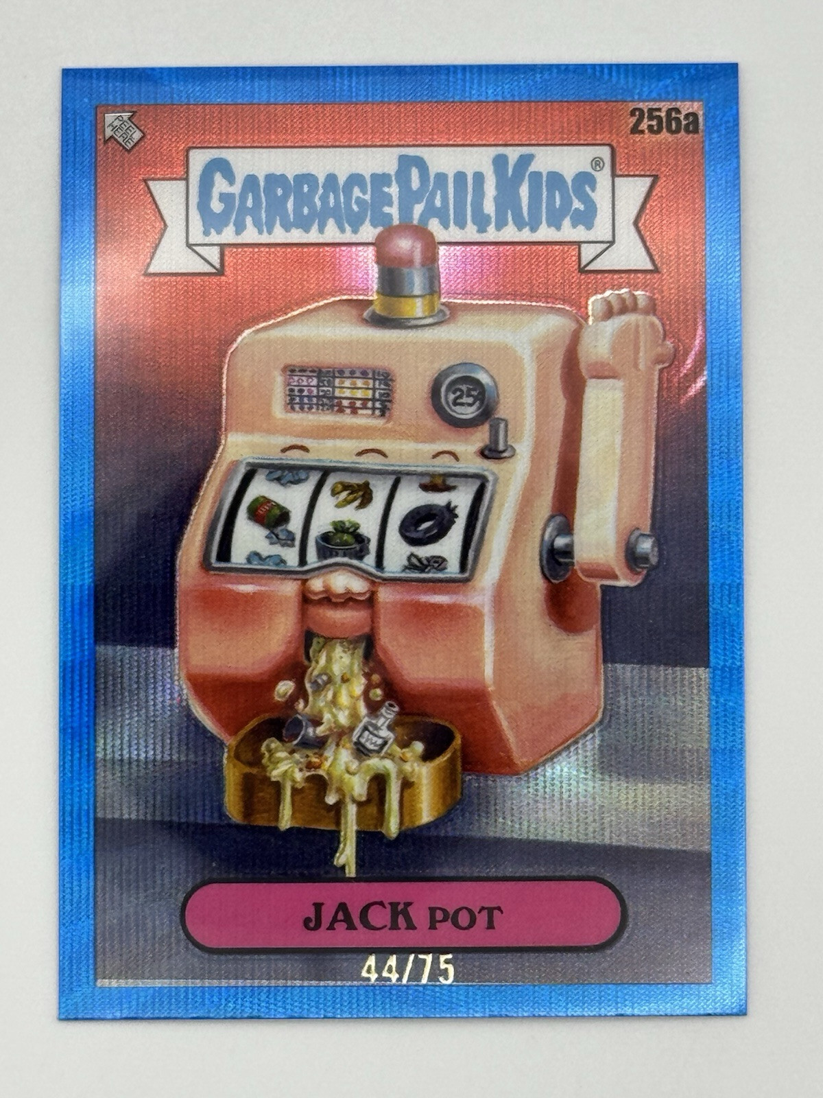 2024 Topps Garbage Pail Kids Chrome Blue Wave Refractor #256a Jack Pot front
