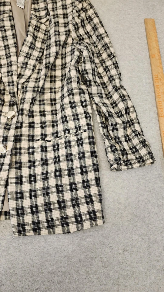 Blazer Prophecy by Sag Harbor para mujer 14 negro blanco a cuadros mezcla de lino forrado Foto 2 de 4