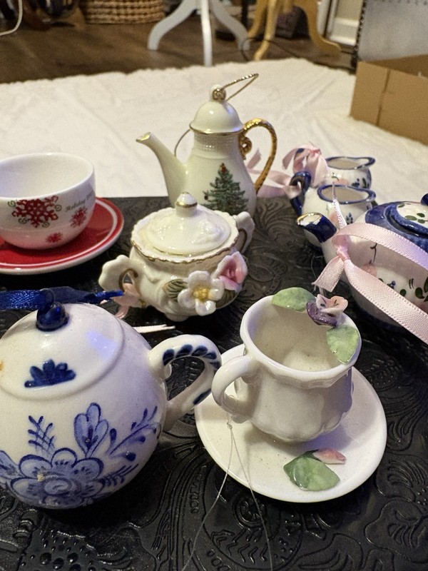 Large Lot mini Christmas tea set ornaments  Flower Design Etc