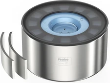 1 Gallon No Spill Dog Water Bowl Stainless Steel Paws Lid Floating Disk