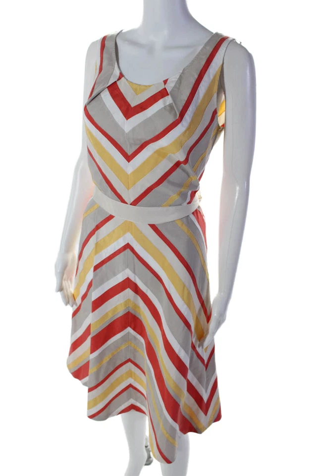 Lafayette 148 New York Womens Geometric Sleeveless Dress Color-Block Size 6 - Image 2 of 4