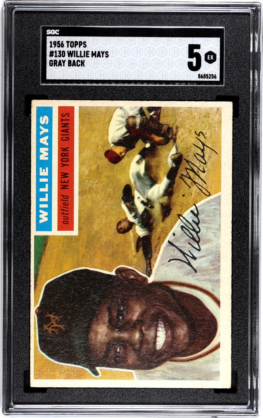 1956 Topps #130 Willie Mays GRAY BACK SGC 5 EX