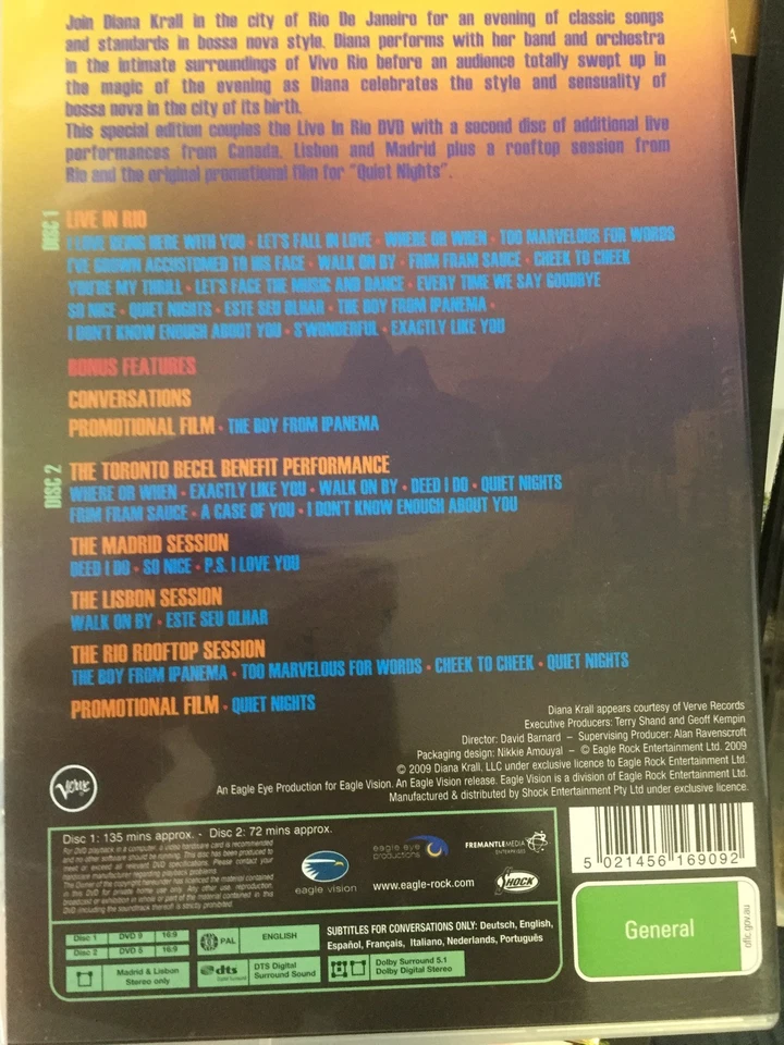 DIANA KRALL - Live In Rio Special Edition 2 x DVD Set BRAND NEW! - Image 2 of 2
