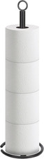 Bath Toilet Paper Holder Stand   Free-Standing 4-Roll Storage, Matte Black