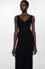 MANGO Linda Dress in Black UK 8/S (fmn34-23)