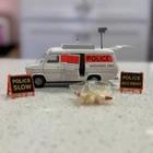Vintage Dinky Ford Transit Police Accident Unit van No. 287 with Traffic signs