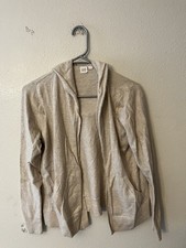 Gap Sweats Fleece Hooded Open Cardigan Pockets Brown Athleisure Womens Medium