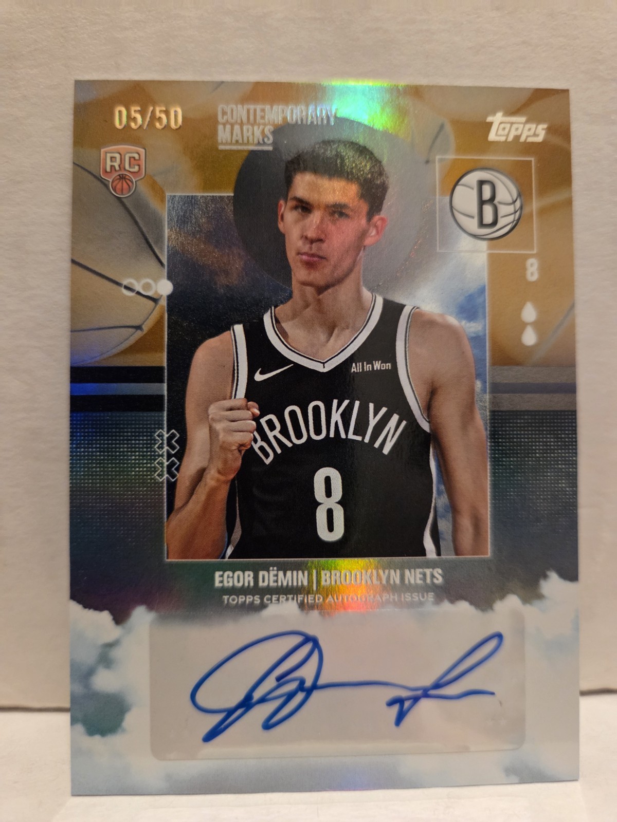 Egor Demin 2025-26 Topps Basketball Gold Contemporary Marks Auto 5/50 Rookie